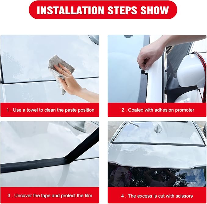 16.4Ft T Shape Sunroof Sealing Strip Windshield Rubber Seal Car Weather Stripping Trim for Car Front Rear Windshield, Molding，Tailgate Adhesive Rubber Seal Strip (30mm)