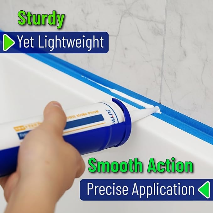 ADAK - Professional Caulking Gun, 10:1 Thrust Ratio, Caulking Gun No Drip, Hand Tool for Silicone & Sealant Application, Smooth Pressure Caulk Gun, Caulking Gun Tool (Blue)