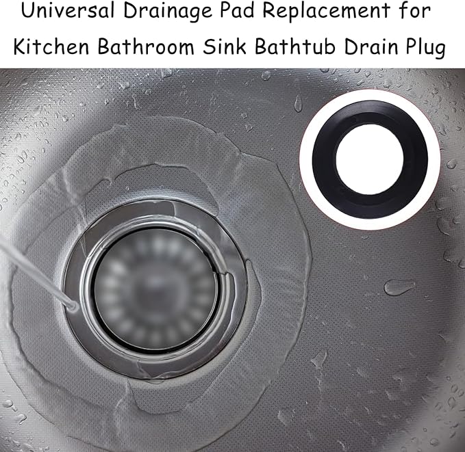 5 Pack Silicone Sink Drain Bracket Seal Ring,Drainage Seal,Universal Drainage Pad Replacement for Kitchen Bathroom Sink Bathtub Drain Plug,Inner Diameter 32mm Outer Diameter 55mm(Black)