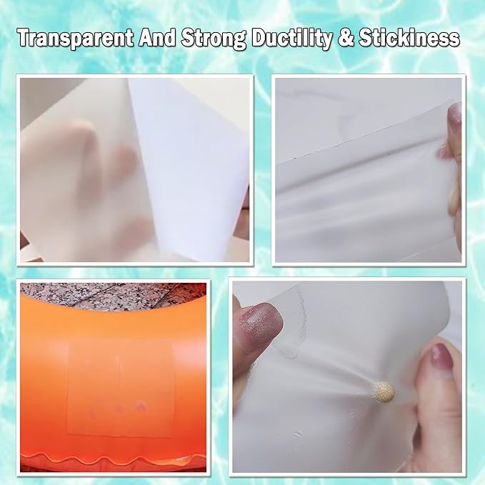 WENSSKKU 6Pcs 3.5X3.5In Inflatable Patch Repair Kit Heavy Duty,TPU Pool Patches Repair Kit for Air Mattress, Swimming Pool,Bounce House,Pool Floats,Swimming Ring and Inflatable Toys,Clear,Waterproof