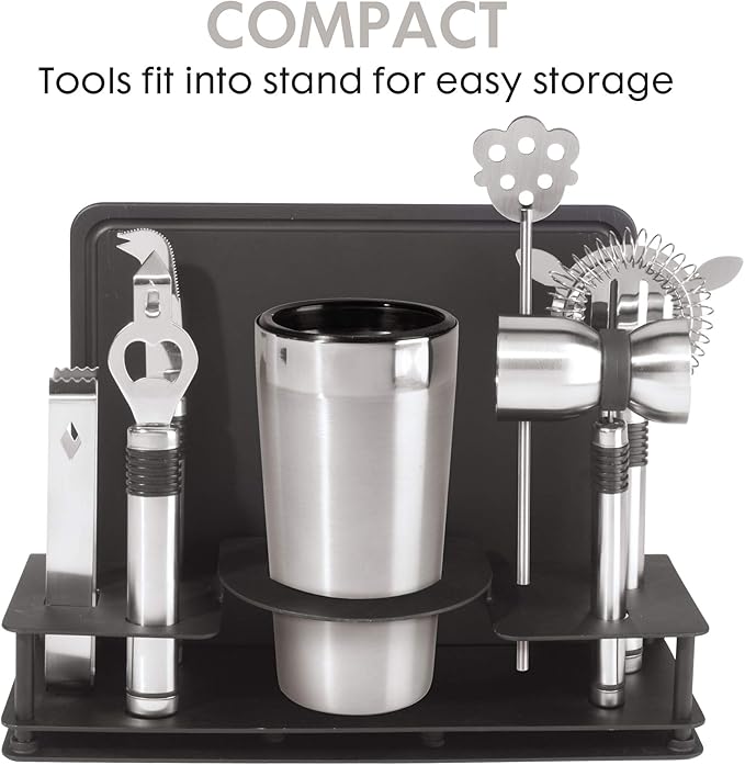 Oggi Pro Stainless-Steel 10-Piece Cocktail Shaker and Bar Tool Set