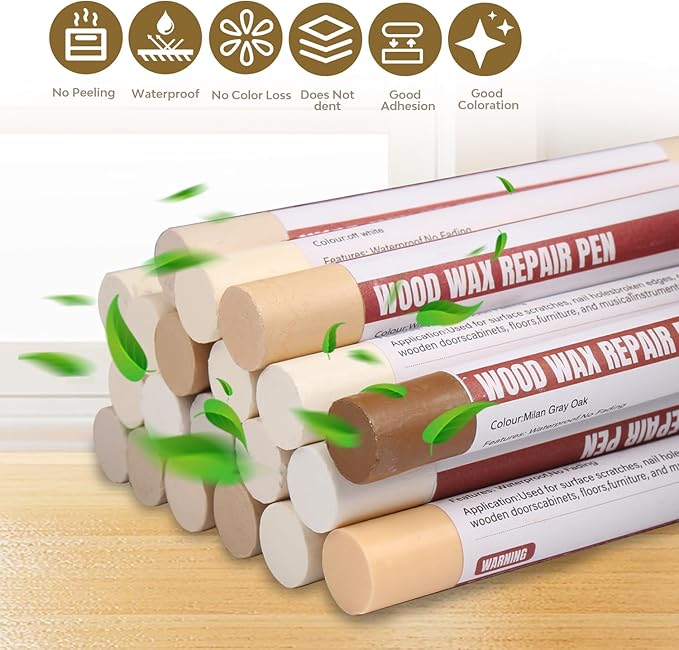 Wood Filler Sticks，20 Colors Wood Repair Wax Crayons Furniture Markers Touch up for Repairing Scratches, Scuffs, Cracks, Dings and Holes in Wood Floors, Cabinets, Furniture(White Series)