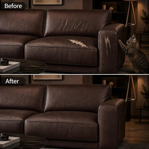 Self Adhesive Leather Repair Patch 24x54 Inch Sofa Car Seat Strong Adhesive | YAWQIRV Strong Self Adhesive Patch, Leather Repair Kit and Vinyl Repair Kit, Waterproof Scratch Fix, Durable, Dark Brown