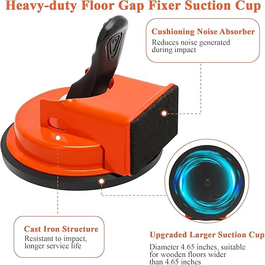 Floor Gap Fixer Tool – Heavy Duty Flooring Gap Repair Kit with Vacuum Suction Cup & 3 PCS Reusable Sticky Pads, Plank Grabber for Laminate, Wood, Vinyl, Tile Floor – DIY Gap Closure Tool