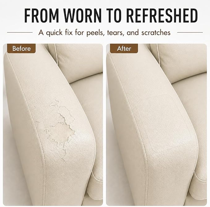 Self Adhesive Leather Repair Patch 24x54 Inch, Large Vinyl Repair Kit，Beige | Leather Tape for Furniture, Couch, Sofa, Car Seats. Waterproof, Strong Adhesion, Easy Cut Pleather Patch Waterproof Scratch