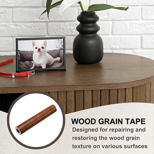 PATIKIL Wood Grain Tape 12" x 32 ft, Self-Adhesive Wood Texture Repair Tape Realistic Wooden Effect Patch for Furniture Cabinets Floor Walls, Yellow Wood