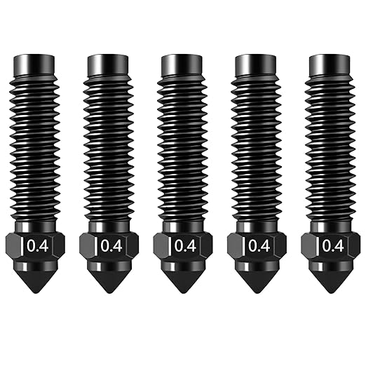 Nozzles for Elegoo Centauri Carbon (5-Pack) 0.4mm Hardened Steel Nozzle Kit Wear-Resistant & High-Temperature, 3D Printer Extruder Hotend Accessories