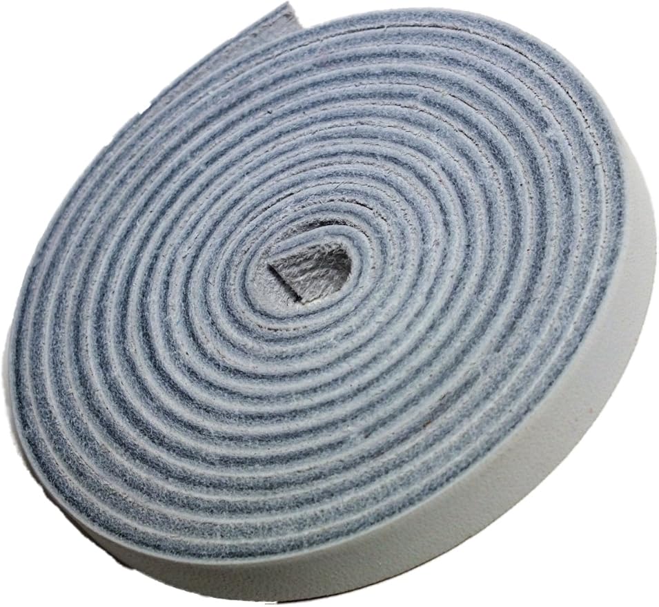 TOFL Genuine Leather Strap, Top Grain Cowhide Craft Strip – White | 72" L x 3/8" W x 1/8" Thick | Suede Backing | Leather Craft Supplies | Easy to Cut & Stitch | DIY Projects & Repairs | 7–8 oz