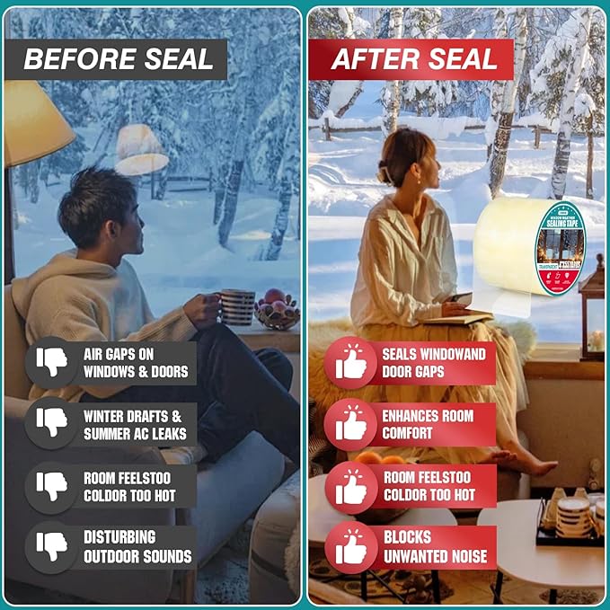 1Pack Window Weather Sealing Tape, 4in x 55y,Clear Waterproof Repair Tape, Window Insulation Tape for Doors Windows and Shower Glass Gaps,No Residue