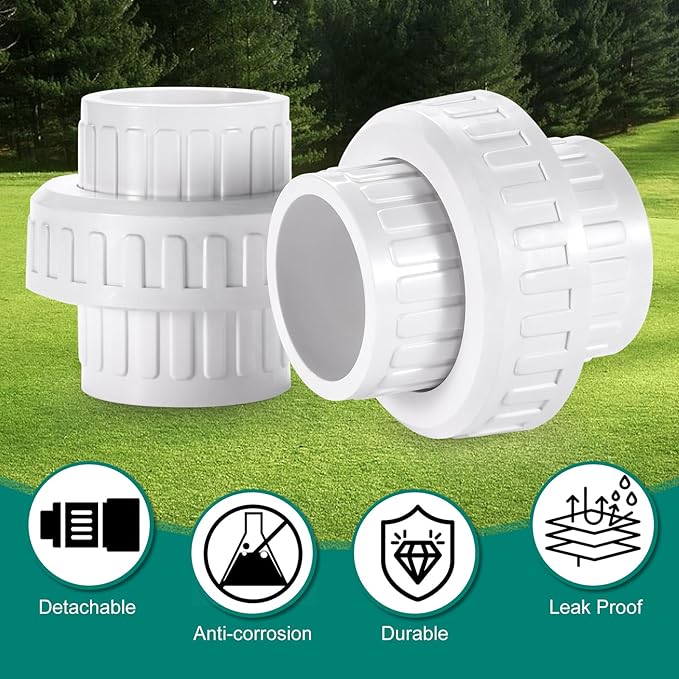 PVC Union Coupling Pipe Fitting, Slip Union Schedule 40, Adapter(Socket x Socket), Built-in EPDM O-Ring, White (1 Pack)