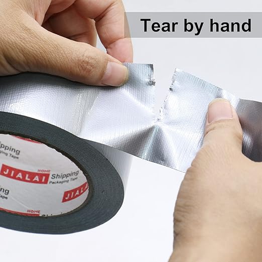JIALAI HOME 4 Inch Silver Duct Tape, Industrial Grade 4 inches x 55 Yards (164 ft), 9 Mil Heavy-Duty, Waterproof, Strong, Flexible, No Residue, for Crafts & Home Improvement