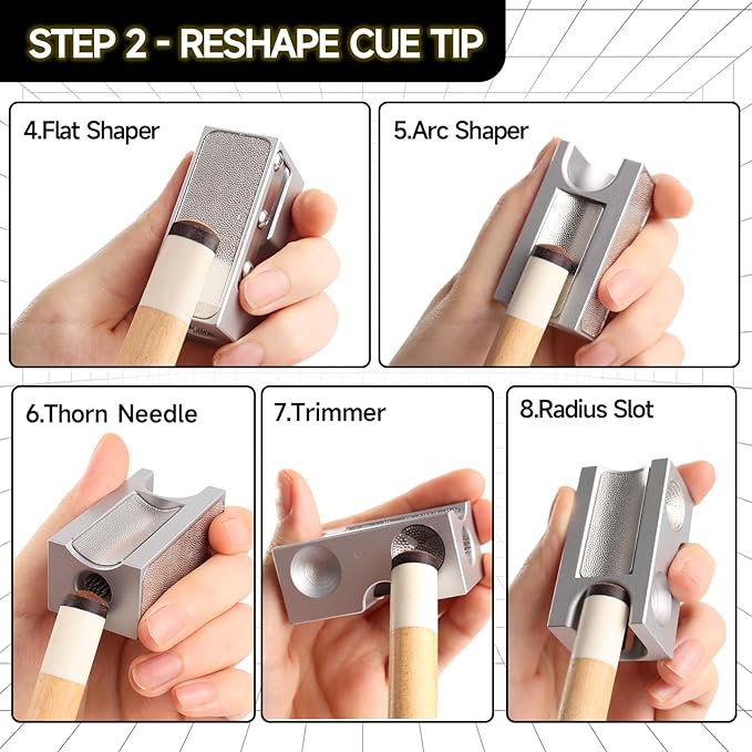 GSE Games & Sports Expert Billiard Pool Cue Tip Tool, Stick Scuffer/Shaper/Aerator/Joint Protector Tool, Billiard Accessories