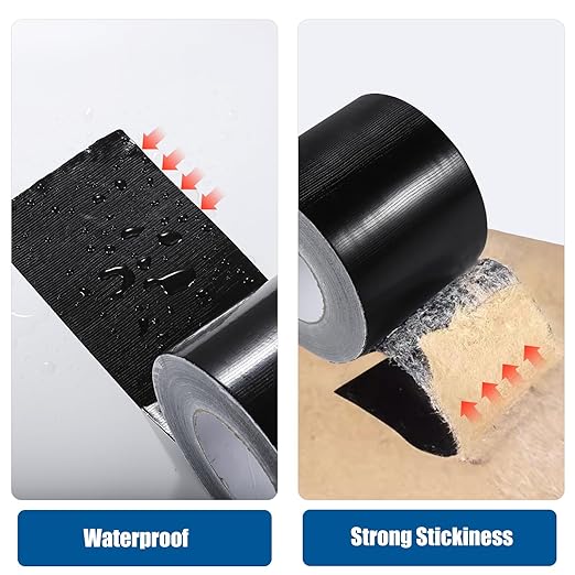 Outdoor Waterproof Repair Tape, Heavy Duty UV Proof Patch for RV, Awning, Tent, Tarp, Boat Cover and Fabric Repair, Black 5 in x 180 ft