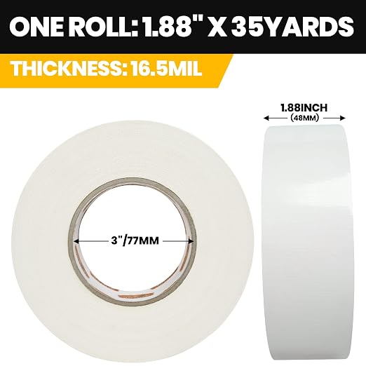 TAPEBEAR 16.5mil Thick White Duct Tape Heavy Duty 1.88" x 105FT, Strong Tough Utility Ducting Tape Waterproof, No Residue, Flexible, Hand Tear Binding Tape for Bundle, Patch, Protect & Repair