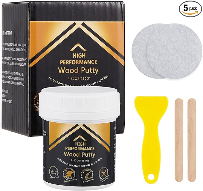 Deuvuo Walnut Wood Filler, Walnut Wood Putty Filler - Our Wood Grain Filler Offers a Quick and Lasting Fix for Any Damage or Flaw - Paintable, Stainable, Sandable & Quick Drying - 9.87 Ounce
