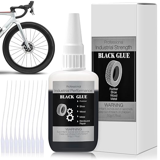 50g Black Glue for Rubber Adhesive - Instant Super Glue All-Purpose Bonding for Tire, DIY Crafts, Edge, Tube Shoes, Metal and Other Materials