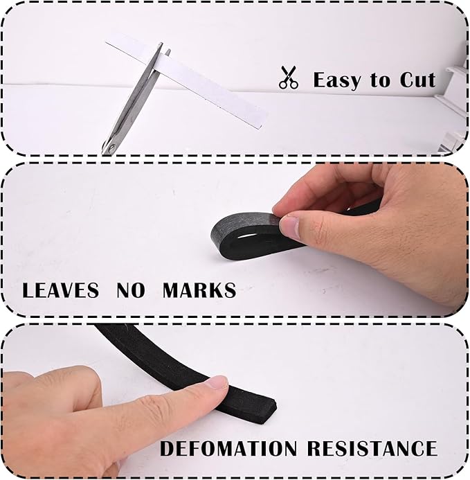 1 inch Wide x 1/8 inch Thick Foam Tape Single Sided,Closed Cell Door Insulation Strip with Self-Adhesive, Soundproofing Black Foam Weather Stripping for Window, High Density Weathestrip 33 Feet