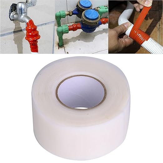 Tape Strong Adhesion PVC PPR Pipes Repairing Supplies White Red Quick Seal No Replacement Needed Flexible Durable for Home Plumbing Leak Fix (White)