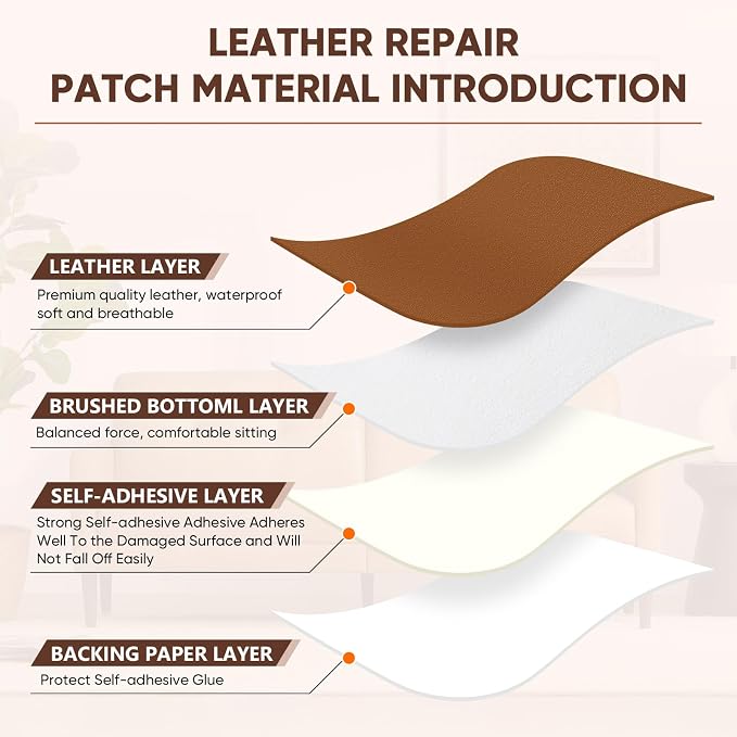 Leather Repair Patch Self Adhesive,8.3″ x 11″ Vinyl Patch Kit,Leather Repair Kit for Furniture,Car Seat,Couch,Office Chair.（Dark Gray）