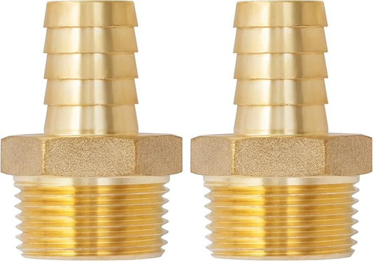 SUNGATOR Hose Barb Fittings 3/4 Inch Barb × 1 Inch NPT, Brass Air Hose Fittings, 3/4" to 1" NPT Male Air Line Repair Connector Kit, Brass Male Thread Pipe Adapter (2 Pack)