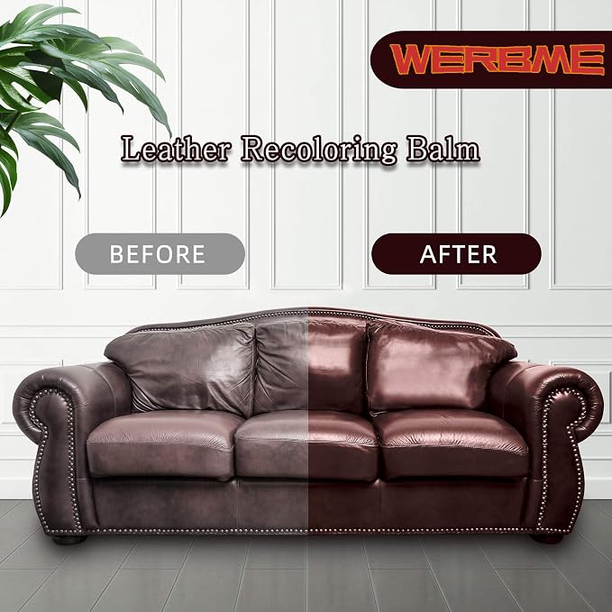 Leather Recoloring Balm & Color Restorer, Dark Brown, 10 OZ | Restore Faded Leather Color, Cover Scratches & Scuffs. Easy DIY Application for Furniture, Sofa, Car Seats, Bags & Shoes