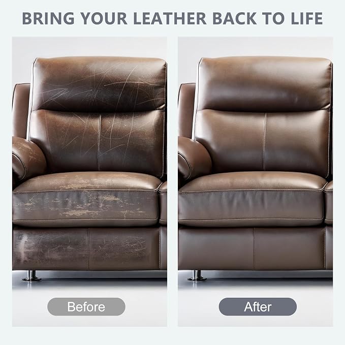 Leather Recoloring Balm & Color Restorer, Leather Dye, Paint & Repair Kit for Furniture, Couches, Car Seats, Shoes