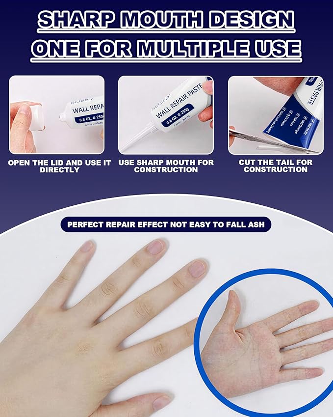 Efficient Drywall Repair Kit with Scraper,Wall Repair Paste Tube,Quick-Drying Wall Mending Agent, Wall Repair Paste,Multi-Functional Patch Paste for Wall Crack/Nail Hole/Graffiti,Wall Surface(1pack)