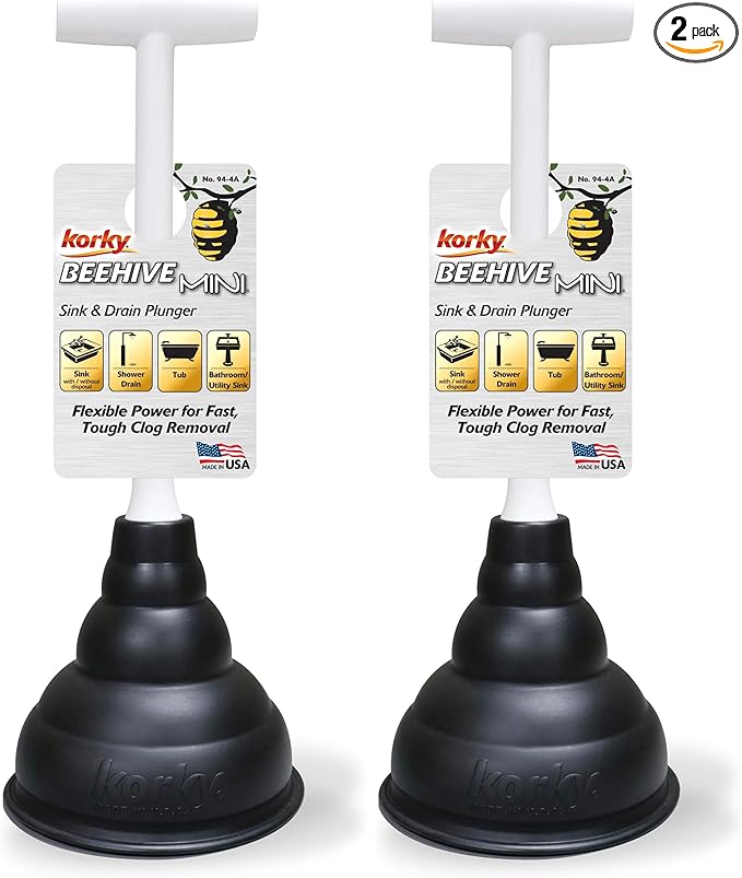 Korky 94-4A Beehive Mini Sink and Drain Plunger (Pack of 2)