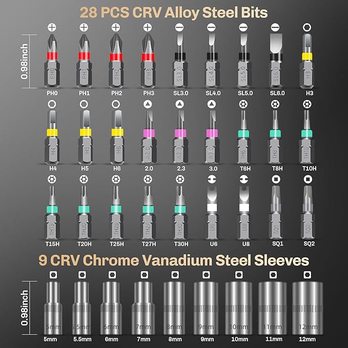 Magnetic Screwdriver Set 40-in-1 Ratchet Screwdriver Tool Kit with 270° Ball-Joint Handle - Portable CRV Bits Precision Repair Tool Set for Electronics,Computer,Phone,Bikes, Watches,Camera