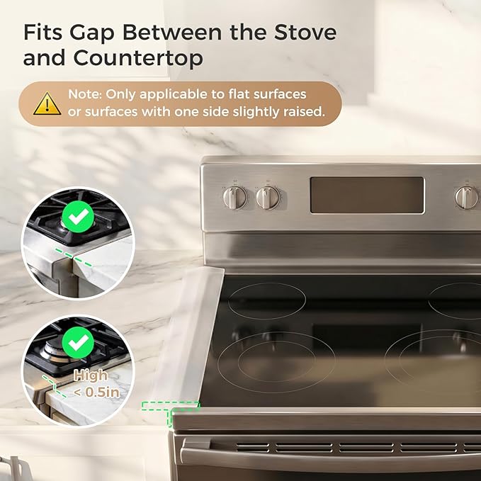 Silicone Stove Gap Covers with Stainless Steel, Oven Gap Filler Seals Gaps Between Stovetop and Counter, Stove Gap Guards Range Trim Kit, Easy to Clean Stove Gap Guard (Clear 2 Pack,25")