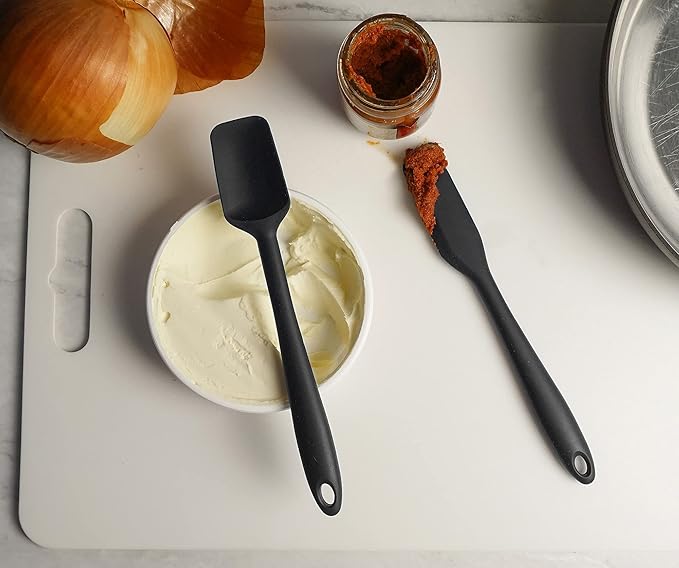 RSVP International (EMS-WH) Ela's Favorite Silicone Spatula, Black, 8" | BPA-Free Silicone | Scrape Batters, Flip Eggs, Ice Cakes, & More | Dishwasher Safe & Heat Resistant | Cooking, Baking & More