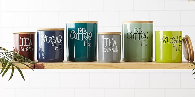 DII Kitchen Accessories Retro Collection Ceramics, Canister Set, Jadeite, 3 Piece