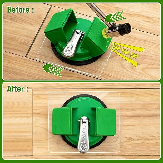 Floor Gap Fixer Tool, Heavy Duty Suction Cup Tool with 45° Double-Sided Striking Surface, Silent Felt Pads, Includes 5 Extra Sticky Pads for Uneven Laminate & Hardwood Floor Fixing