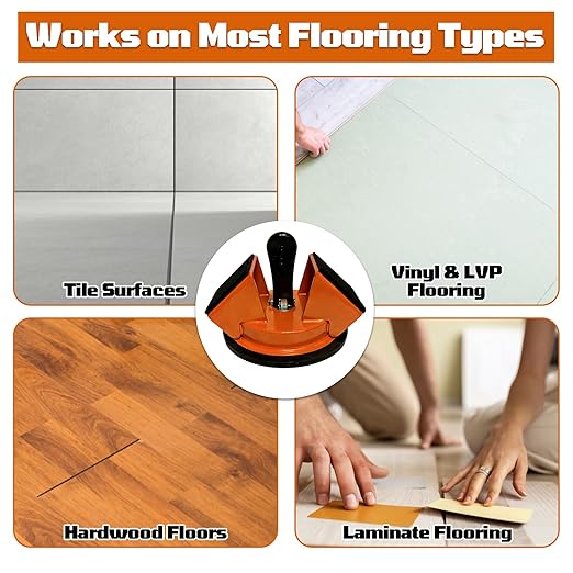 Floor Gap Fixer Tool with Strong Suction Cup & 45° Striking Surface,Includes Slot Cutter,Rubber Mallet,2 Felt Pads and 5 Clear Shims,for Laminate,Vinyl and Solid Wood Flooring Installation & Repair