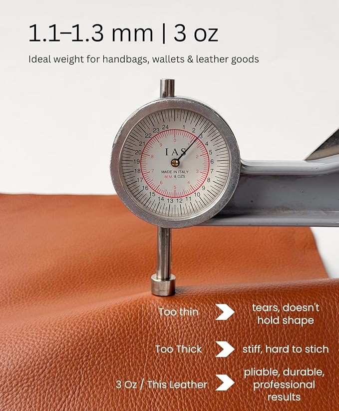 Natural Grain Cow Leathers: 12'' x 12'' Pre-Cut Leather Pieces (Cognac, 1 Piece)