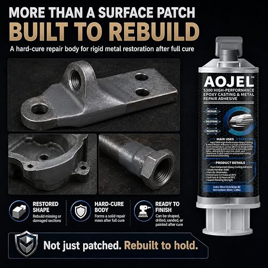 Metal Epoxy Repair System for Aluminum & Metal, 2-Part Cold Weld Load-Bearing Waterproof, Oil & Heat Resistant 392°F, Drillable Sandable Paintable, 30-Min Working Time 1.69 oz