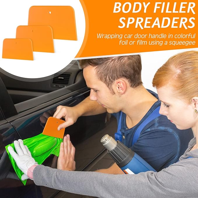 Frienda 24 Pcs Body Filler Spreaders Plastic Tools for Automotive Applying Putties Glazes Caulks and Paint (3 Sizes)