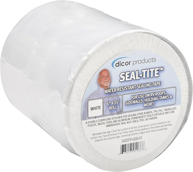 Dicor 522TPO-625-1C Seal-tite RV, Trailer, Motorhome Roof Repair Tape - 6" x 25' - White