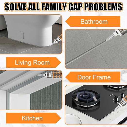 JAOJAO Gray Caulk, Waterproof Gray Silicone Caulk Excellent Adhesion Long-Lasting Flexibility Stable Performance Widely Applicable for Kitchen Sinks Bathrooms Doors and Windows, 100ml