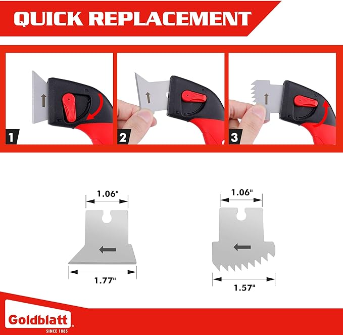Goldblatt 10PK Replacement Blades - for Caulking Tool Kit G12738, Professional Level Stainless Steel Blades, High Hardness & Long Edge Retention, Blades for Caulking Tools
