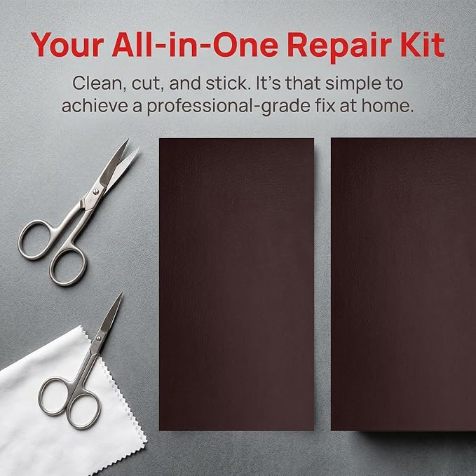 2PCS Car Leather Repair Patch Tape, 4 x 8 Inch Self Adhesive Portable Vehicle Seat Vinyl Repairs Kit, Automotive Interior Furniture Restoration Kit, Universal for SUV RV Truck (Coffee)