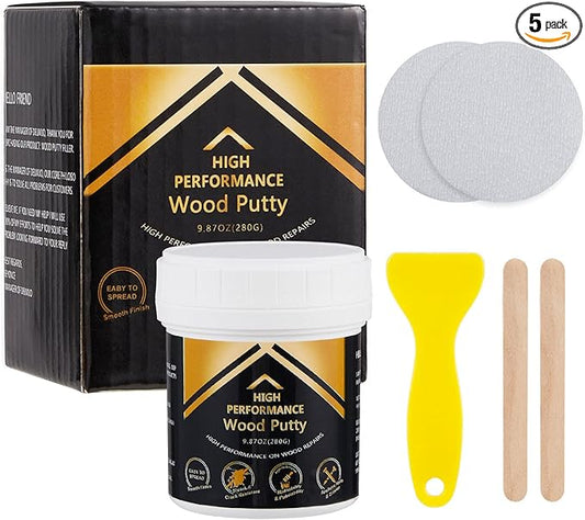 Deuvuo Natual Wood Putty, Wood Putty Filler - Our Wood Grain Filler Offers a Quick and Lasting Fix for Any Damage or Flaw - Paintable, Stainable, Sandable & Quick Drying - 9.87 Ounce
