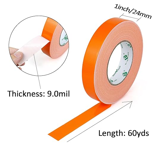 BOMEI PACK Orange Duct Tape 1inch, Heavy Duty Strong Waterproof Industrial Color Duct Tape 9.0mil x 60yds for Packing and Repairing