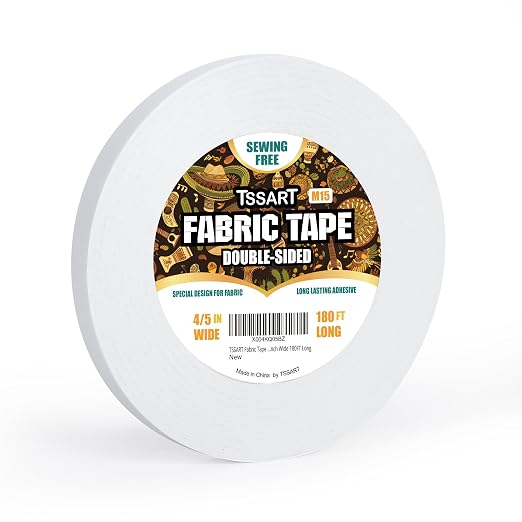 Fabric Tape M15 - Sticky Double-Sided Tape Strong Adhesive Cloth Leather Tape Press-on Tape, No Sewing or Ironing, Gluing, Alterations and Hemming - 4/5inch Wide 180FT Long