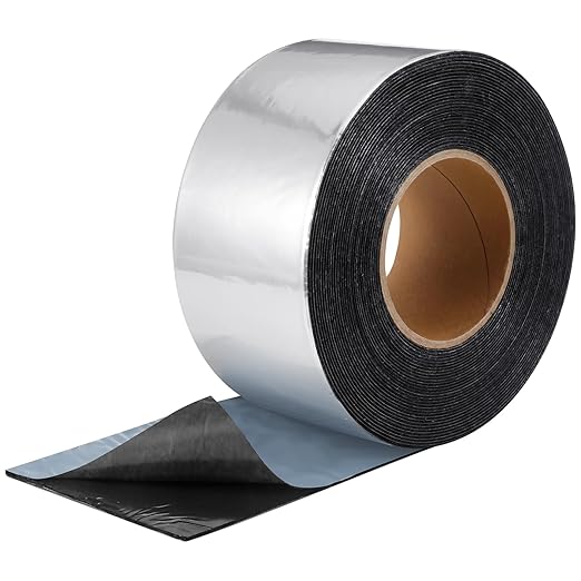 50 Mil Heavy Duty Aluminum Foil Rubber Tape, Waterproof, for Sealing Roof Flashing, and Repairs in Punctures in Trailers, Truck Bodies, Containers, RVs and Campers (6" X 50')