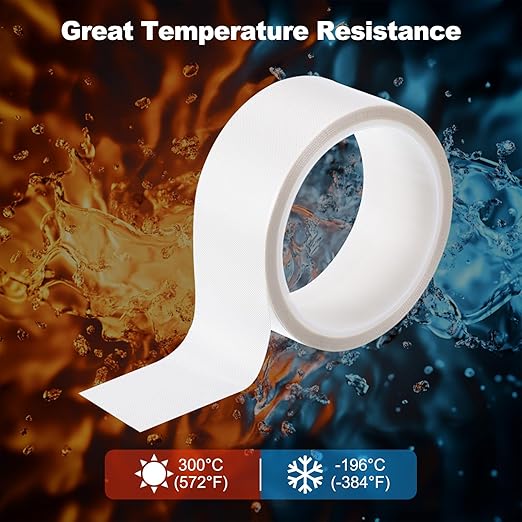 PATIKIL Heat Resistant Tape, 1.8 Inch x 33 Feet High Temperature Tape PTFE Adhesive High Heat Tape Waterproof for Vacuum Sealer Machine Insulation Protection, White, 0.13mm Thick