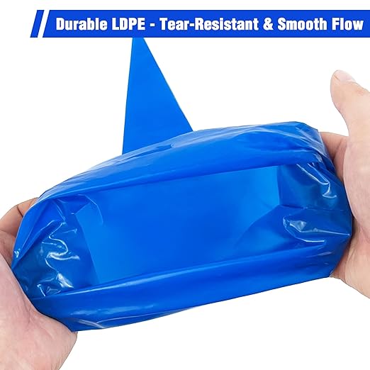 22PCS Tile Grout Masonry Mortar Bag & Brick Jointing Tool Kit, 20PCS 11"x22" Blue Disposable HDPE Tear Resistant Grout Bags,Tuck Pointing Trowel & Convex Brick Jointer for Brick Mortar Repair