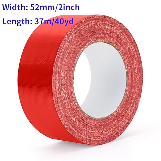 Red Duct Tape Heavy Duty Waterproof, 40 Yards X 2 Inch, 9 Mils Thickness Strong Adhesive Sticky, No Residue, Easy Tear by Hand for Home Repairs Indoor Outdoor Crafts Packing HVAC and Construction