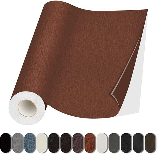 Leather Repair Patch, 17X158 Inch Self Adhesive Leather Repair, Large Vinyl Patch Tape for Couches, Furniture, Car Seats, Cabinets, Wall, Handbags （Light Brown, 17X158 Inch）