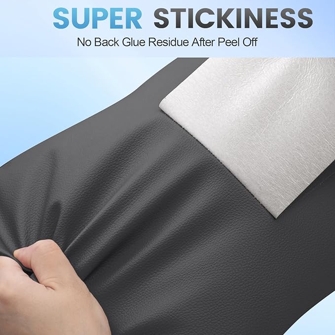 Leather Repair Patch Tape Kit, 16" x 30" Self Adhesive Leather Repair Patch for Furniture, Vinyl Leather Repair Kit for Car Seat, Chairs, Couch, Sofa, Boat Dark Grey